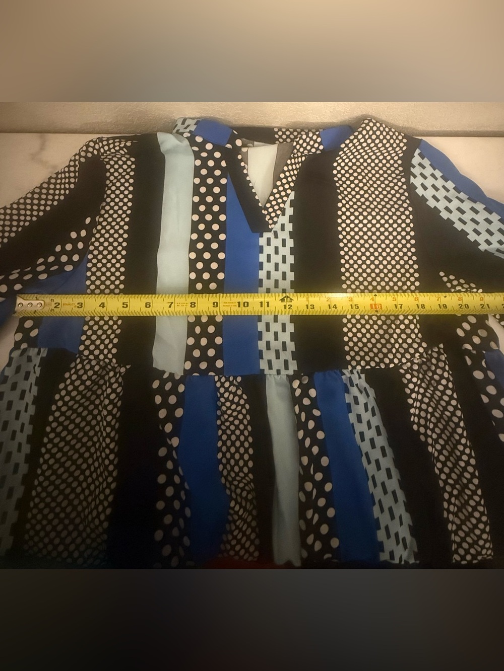 Chic Black and Blue Patterned High Waist Dress - Picture 5 of 7